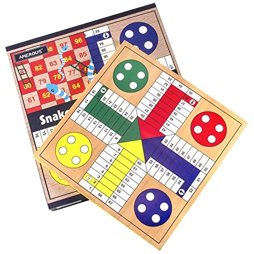 Ludo - Wooden Snakes and Ladders 2 in 1 Reversible