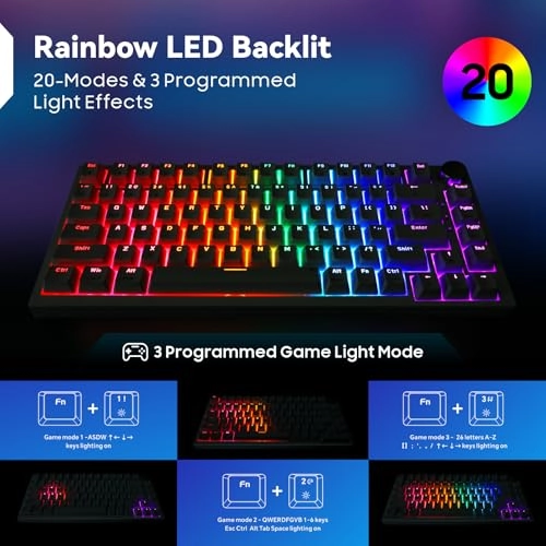 Mechanical Gaming Keyboard - 75% Compact Wired