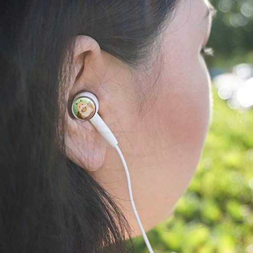 Hamster Eating Stash of Food Novelty - Wired Earbud