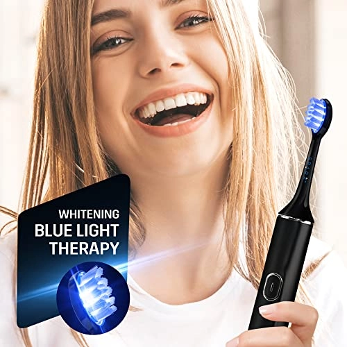 Power Whitening Electric Toothbrush - Rechargeable Ultrasonic 2 LED Brush Heads