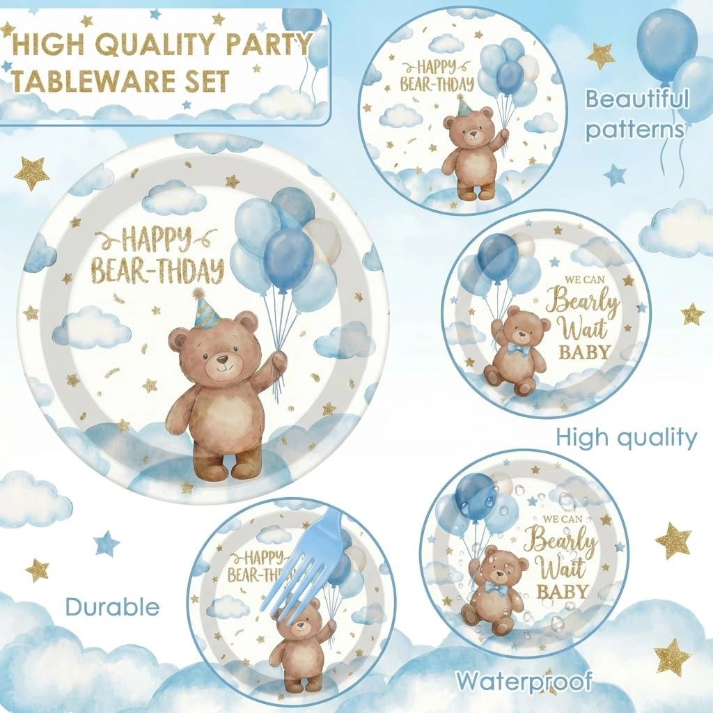 Happy Birthday Party Decorations Tableware Set - 96 Pcs