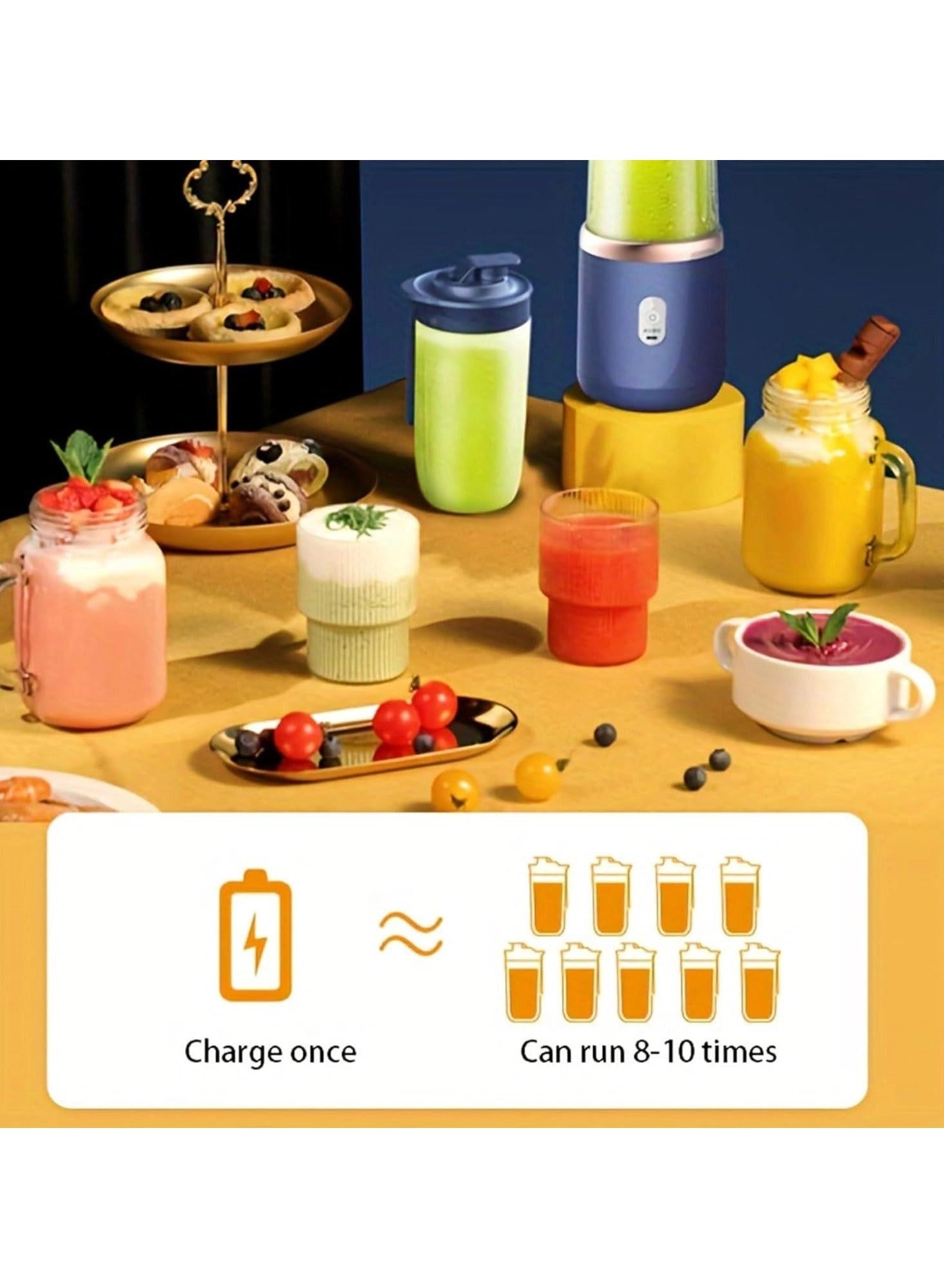 Portable Blender Juicer - USB Rechargeable Blue