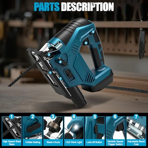 Cordless Jigsaw - 20V 45° Bevel 6-Speed