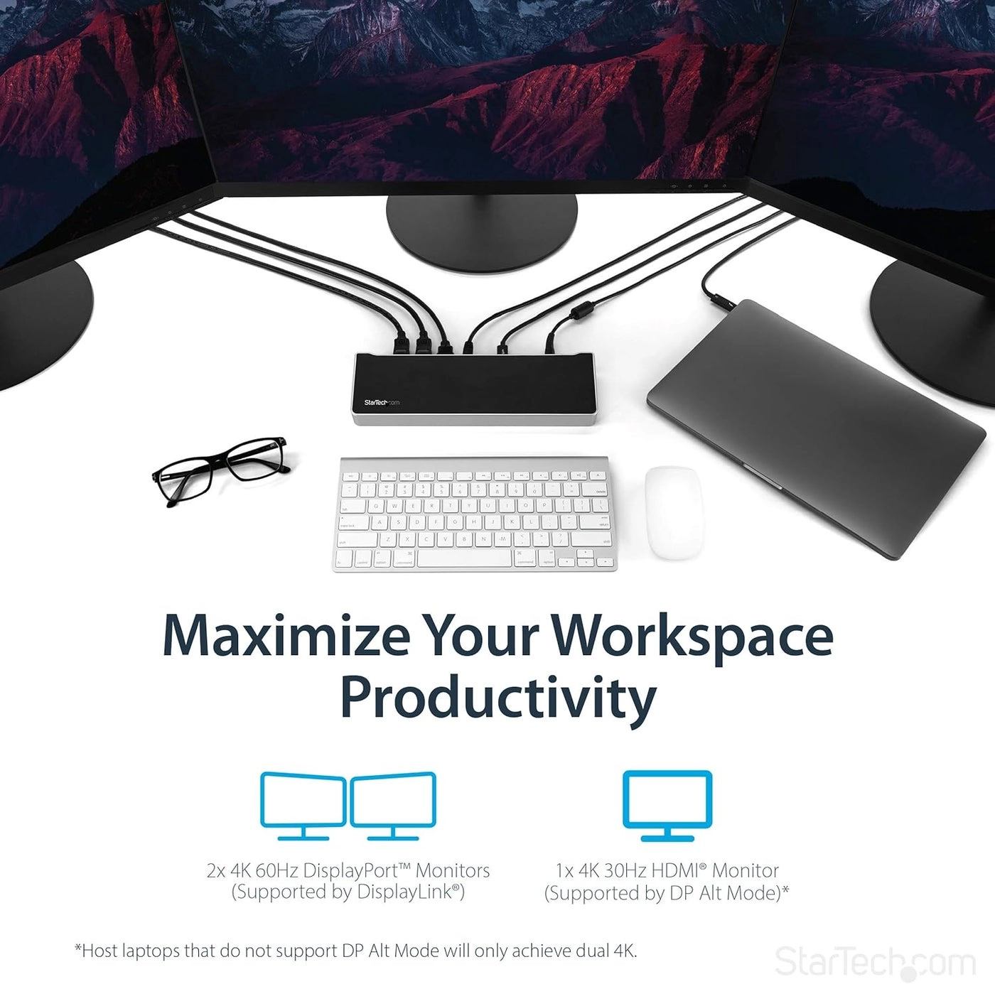 Triple Monitor USB 30 Docking Station - USB 3.0 2x 4K HDMI