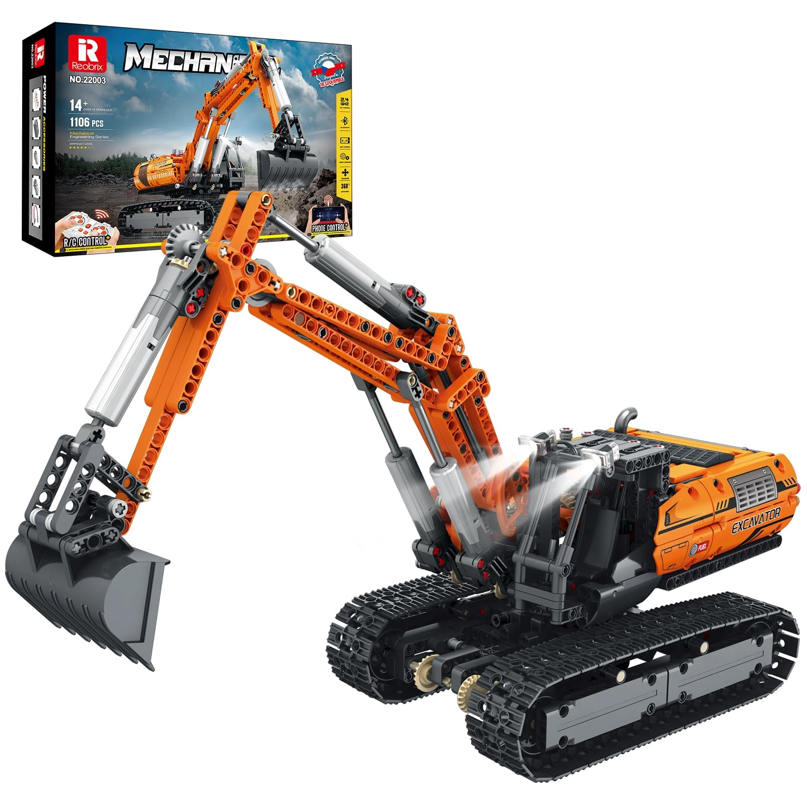 Reobrix 22003 Excavator - 1106 pcs for ages 14+ Remote Control Motorized