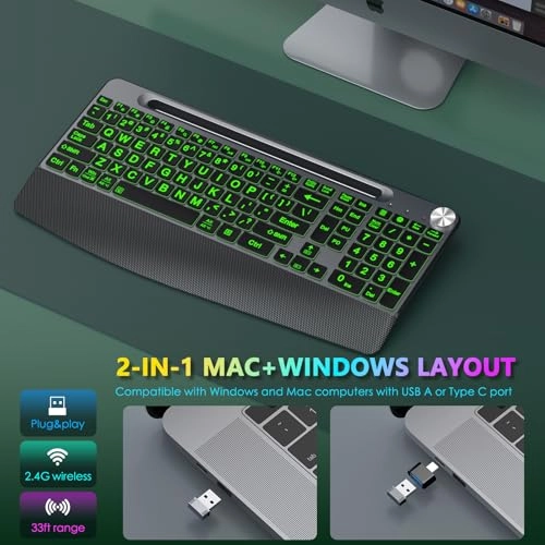 Large Print Backlit Wireless Keyboard - Wireless