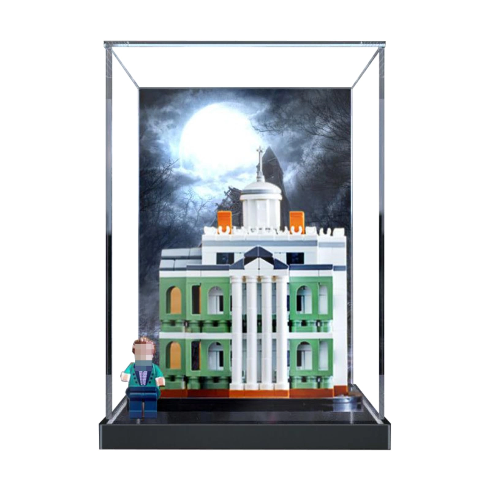 SUNHON Figures Display Box for LEGO 40521 The Hauntted Mansion - acrylic Background B