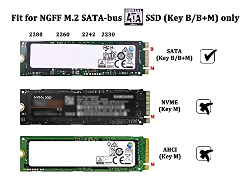 M.2 SSD Enclosure - USB3.0 SATA-bus NGFF M.2 Key B/B+M 2230 2242 2260 2280