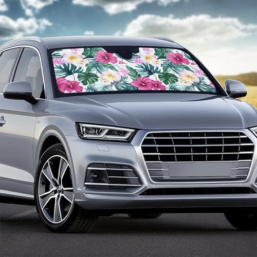 Windshield Sun Shade - 57.1 x 27.4 inch Black Rose