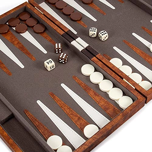Backgammon Set - Brown Faux Leather