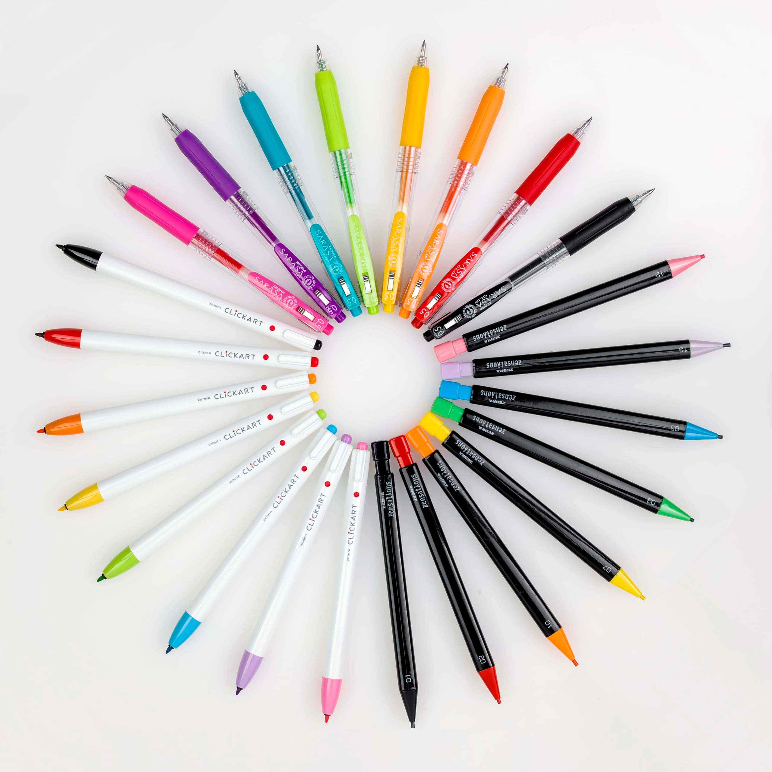 CLiCKART - 0.6mm + Colored Pencils - 2.0mm HB + Sarasa Clip - 0.5mm