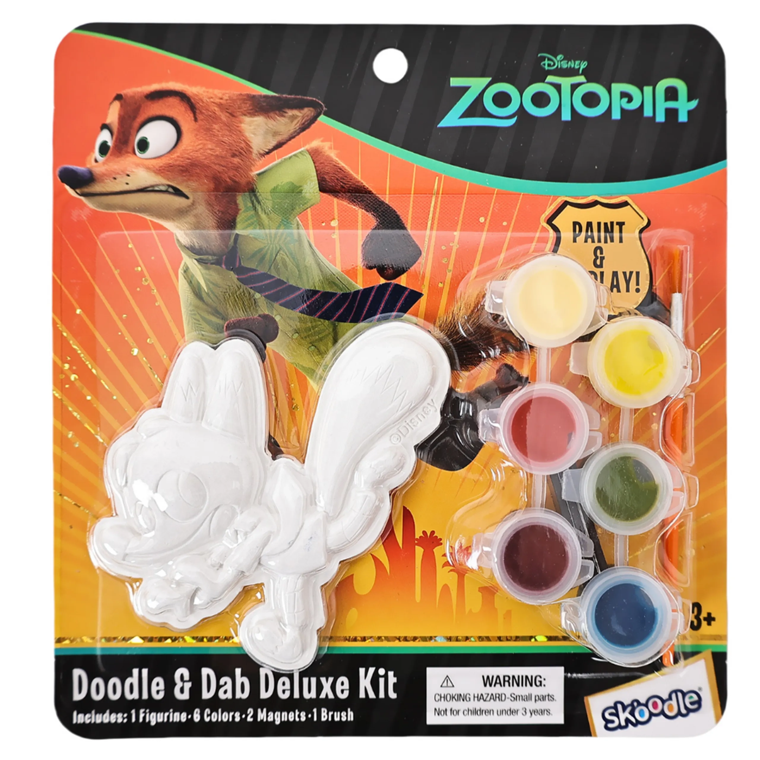 Zootopia Paint Your Own Nick Figurine Kit - 1 Nick Hopps figure 6 paint colors 1 brush 2 magnets