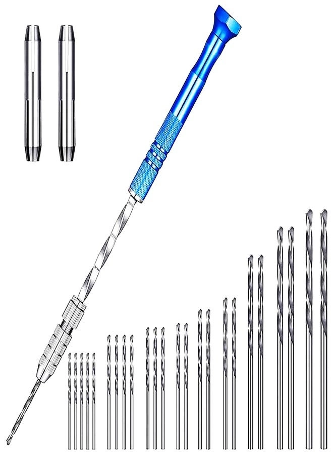 Hand Drill Bits Set - 57 Pieces + Pin Vise Hand Drill - 1 Piece + Micro Twist Drill Bits - 46 Pieces 0.1-1mm + PCB Mini Drill Bits - 10 Pieces