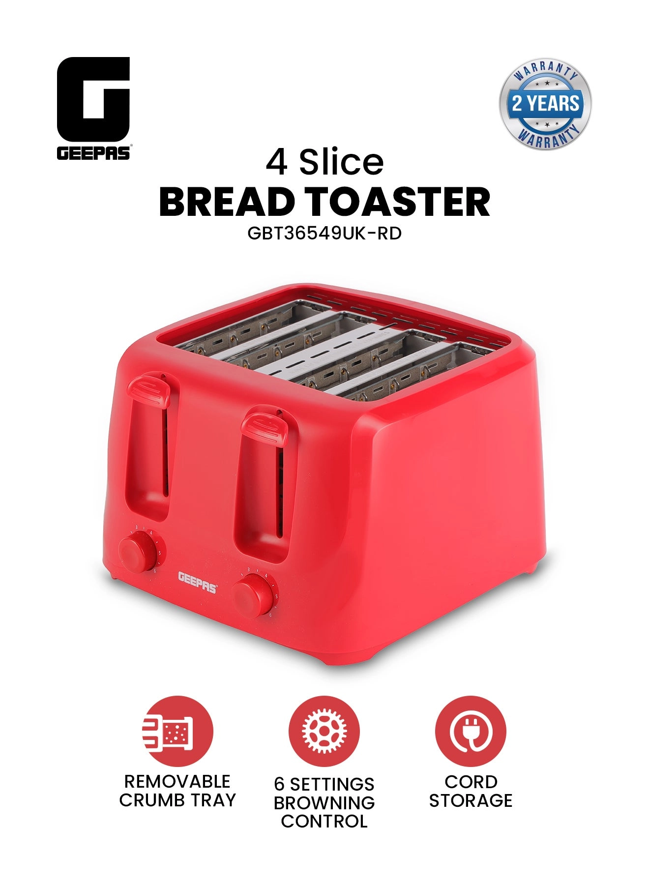 GEEPAS 4 Slice Bread Toaster