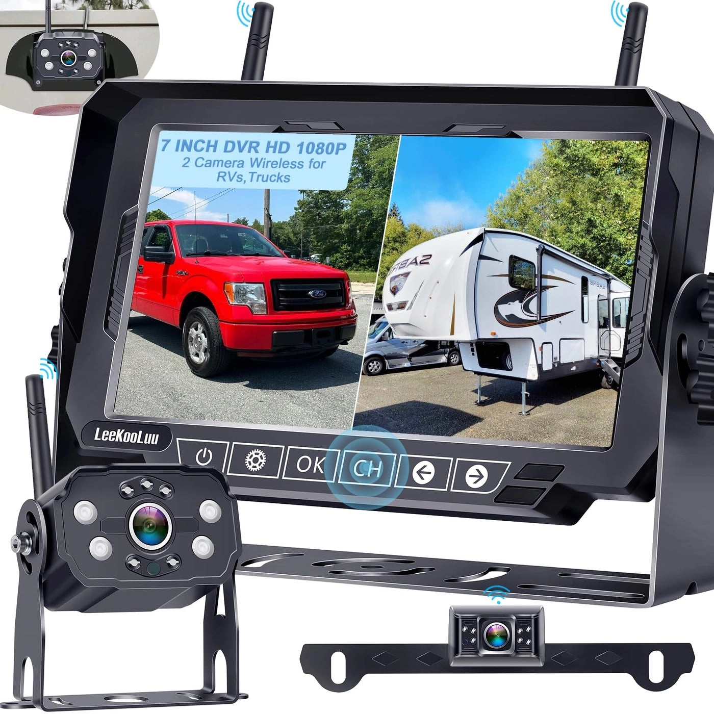 Dual RV Backup Camera System - Night vision wireless 1080P