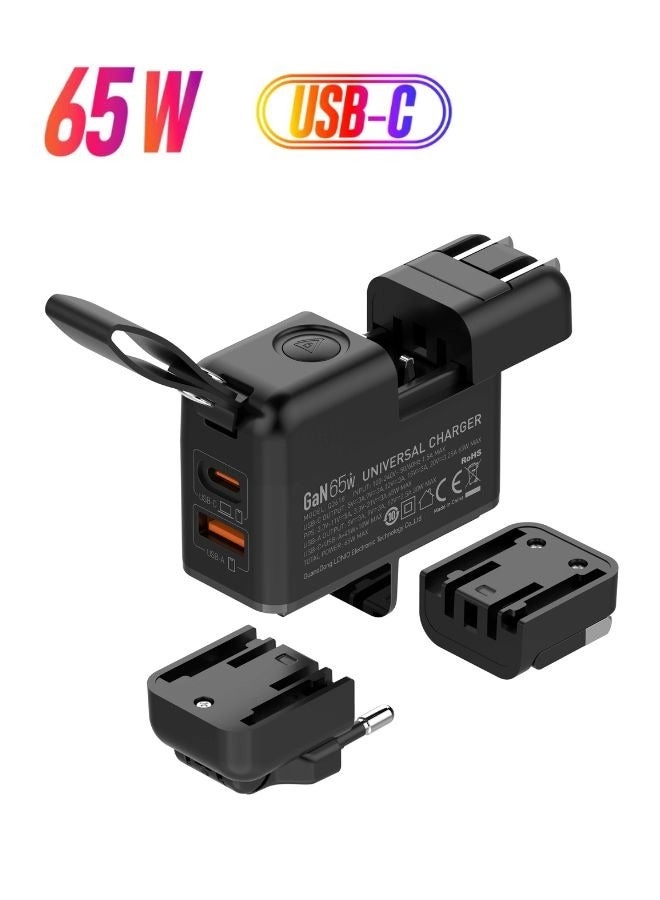 Universal Travel Adapter - US/UK/EU 65W
