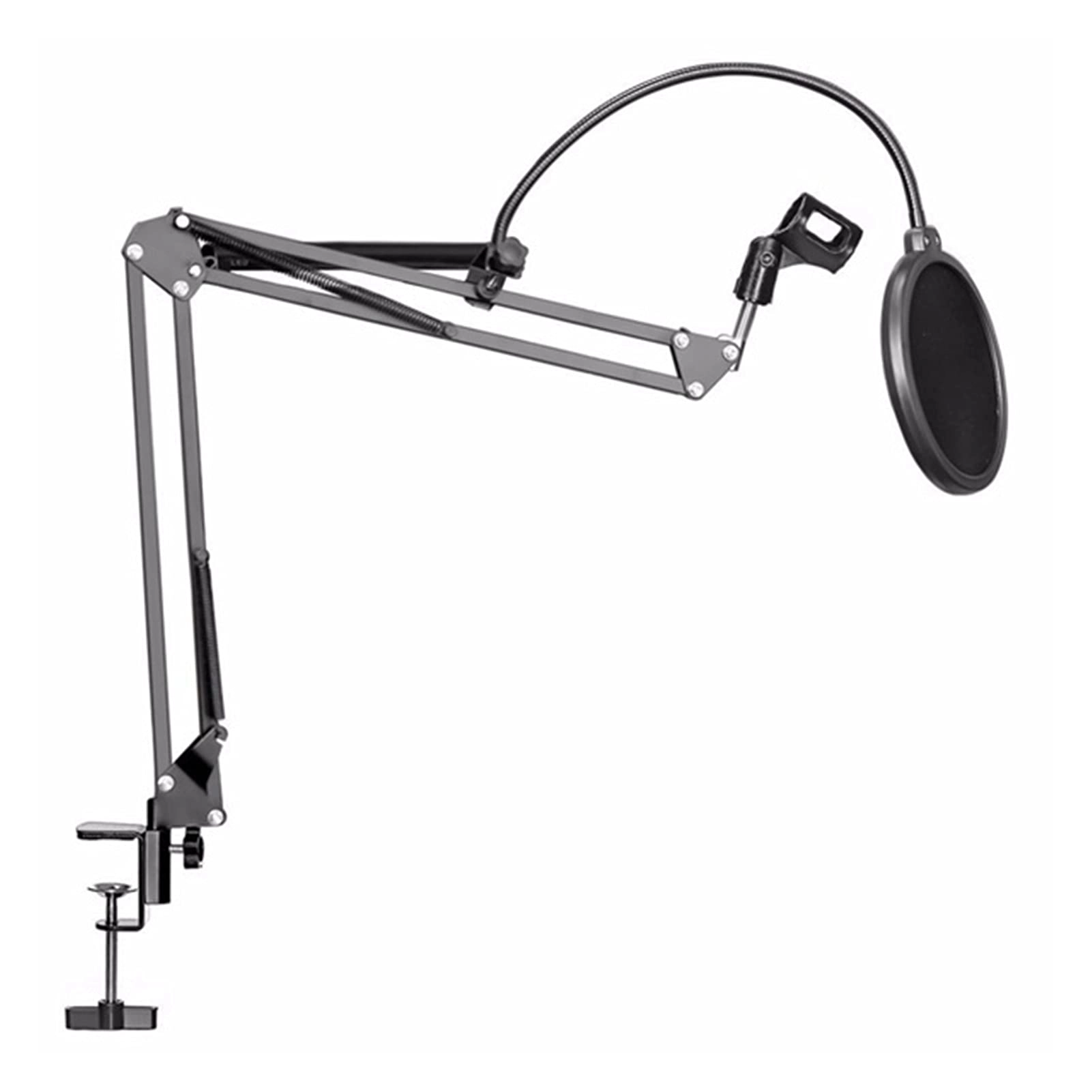 Mic Stand + Mic Clip Holder + Table Mounting Clamp + Pop Filter