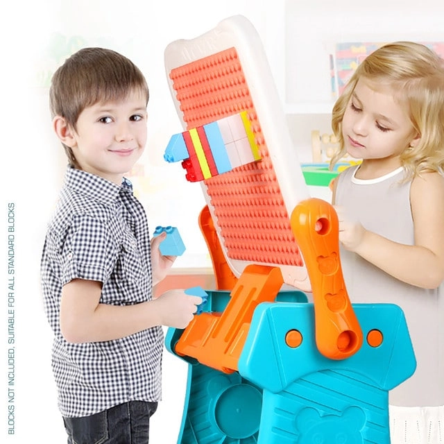 Double Sided 2 - IN - 1 Blocks Table & Magnetic Learning Board Set with Chair - 3+ 43 pieces
