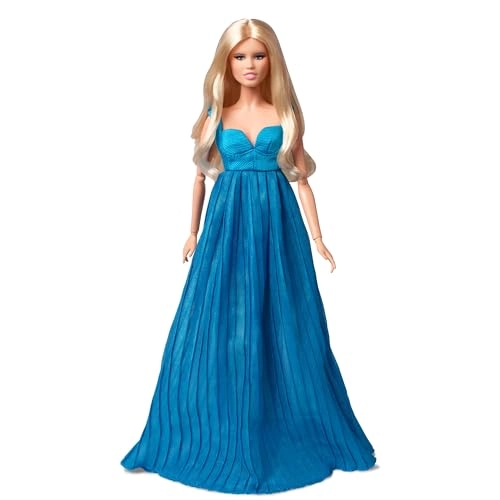 Claudia Schiffer Barbie in Versace - Limited Edition Sky Blue Robe Pleated Chiffon Skirt