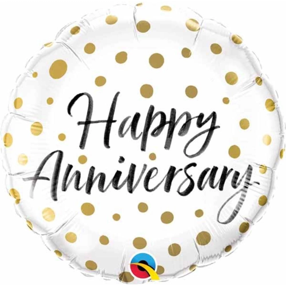 Qualatex Happy Anniversary Gold Dots Foil Balloon