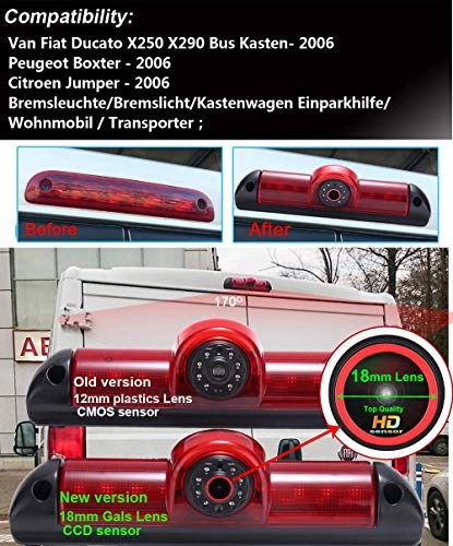 Brake Light Reversing Camera + Rear View Mirror Monitor - Night vision 628 x 586 pixels