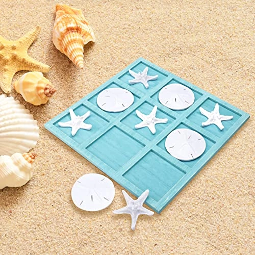 Tic Tac Toe - Beach House Decor Wooden Resin Seashell Starfish