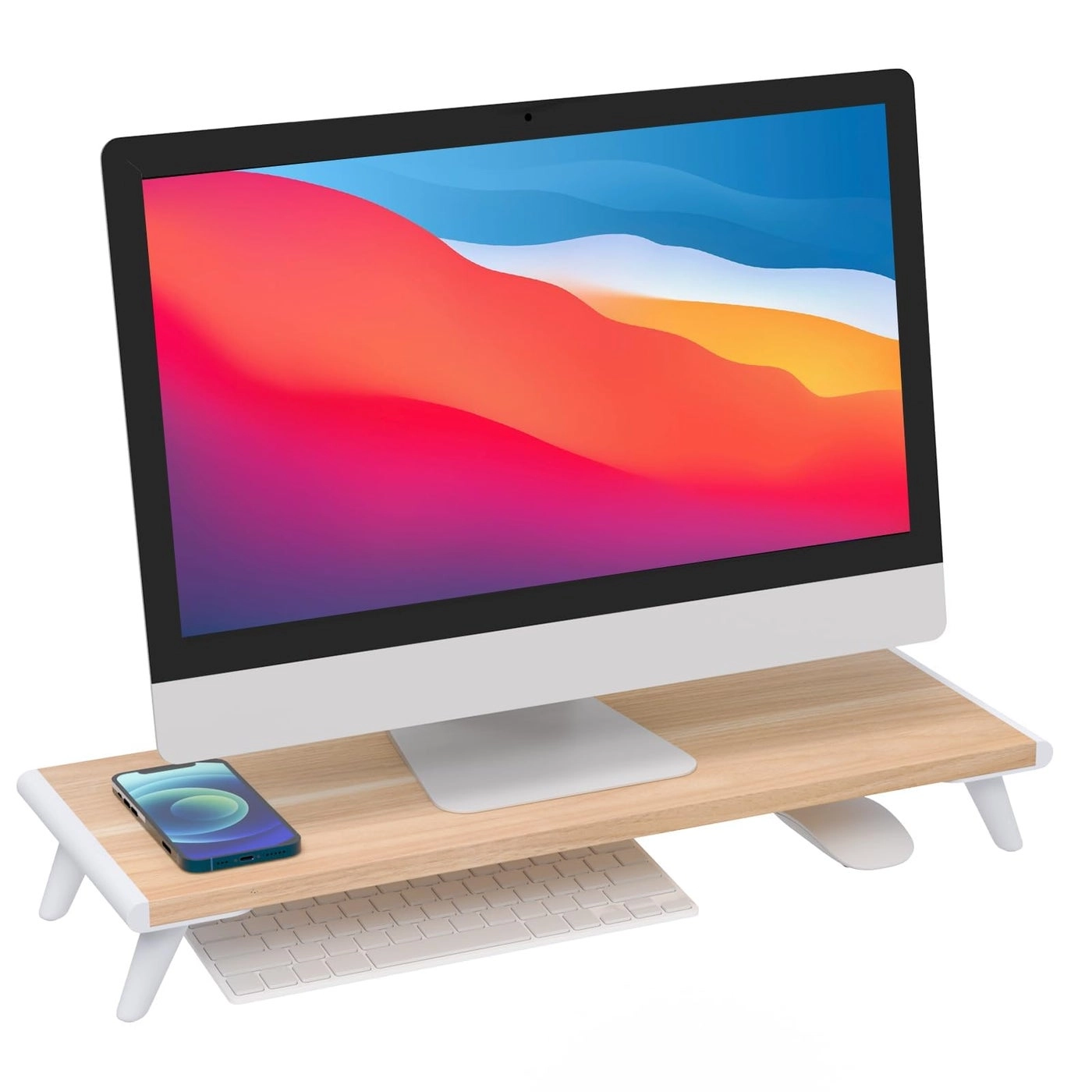 Monitor Stand Riser - 22.4" x 8.3" Natural Wood