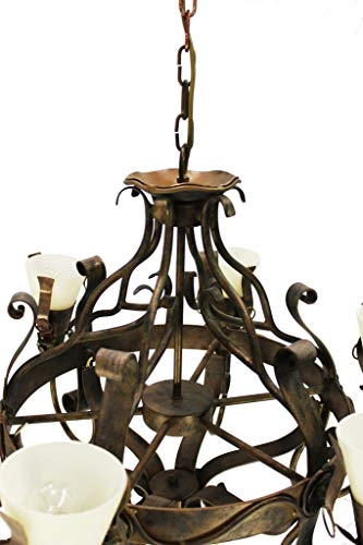 Wagon Wheel Chandelier - 6 Lights Brown