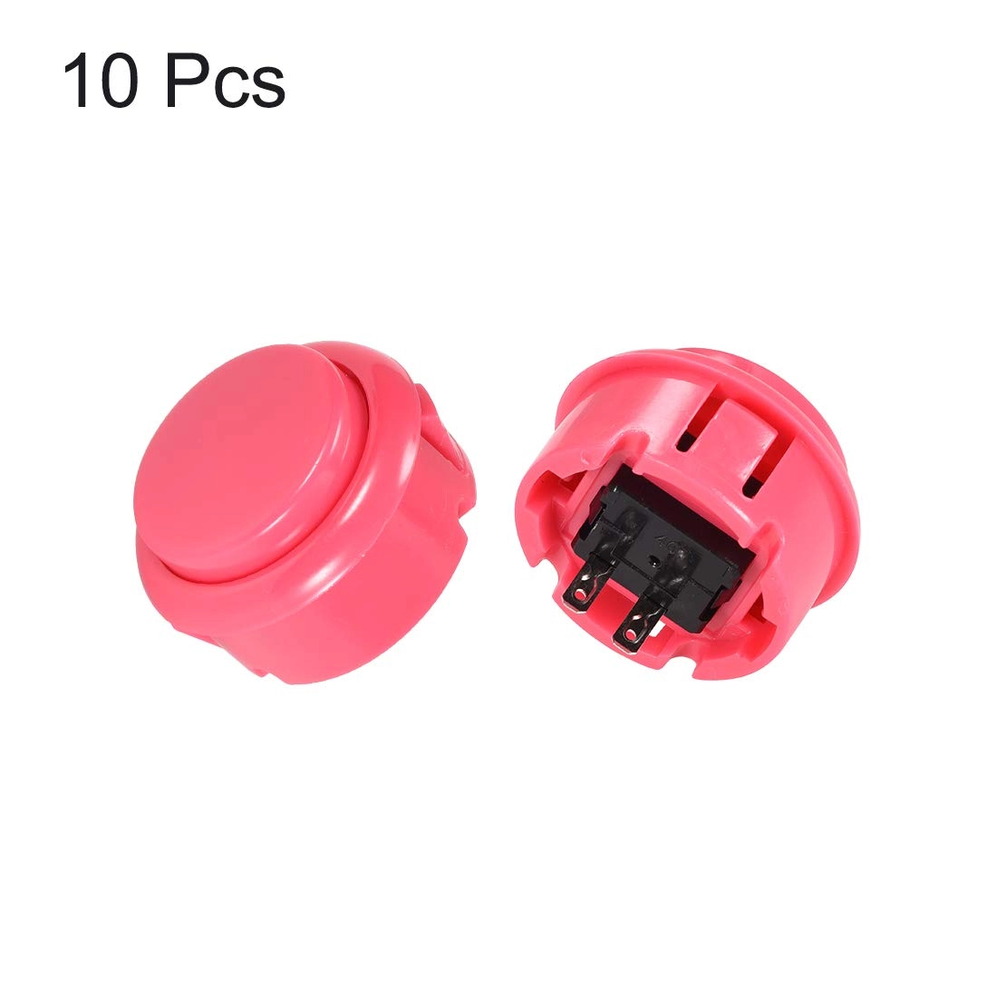 30mm Mounting Hole Momentary Game Push Button Switch - Pink Snap-In Mount 10pcs