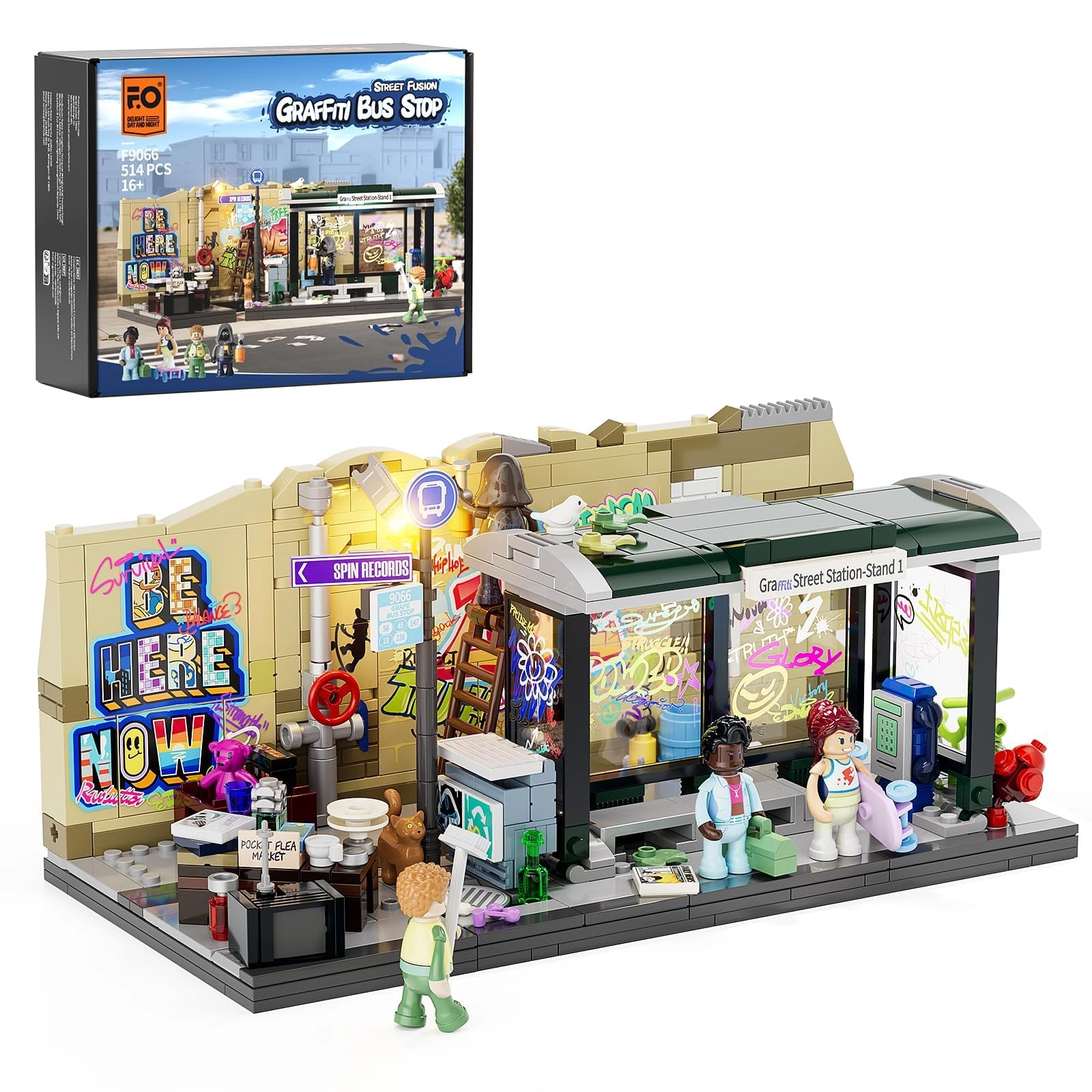 FUNWHOLE Graffiti Bus Stop - 516pcs