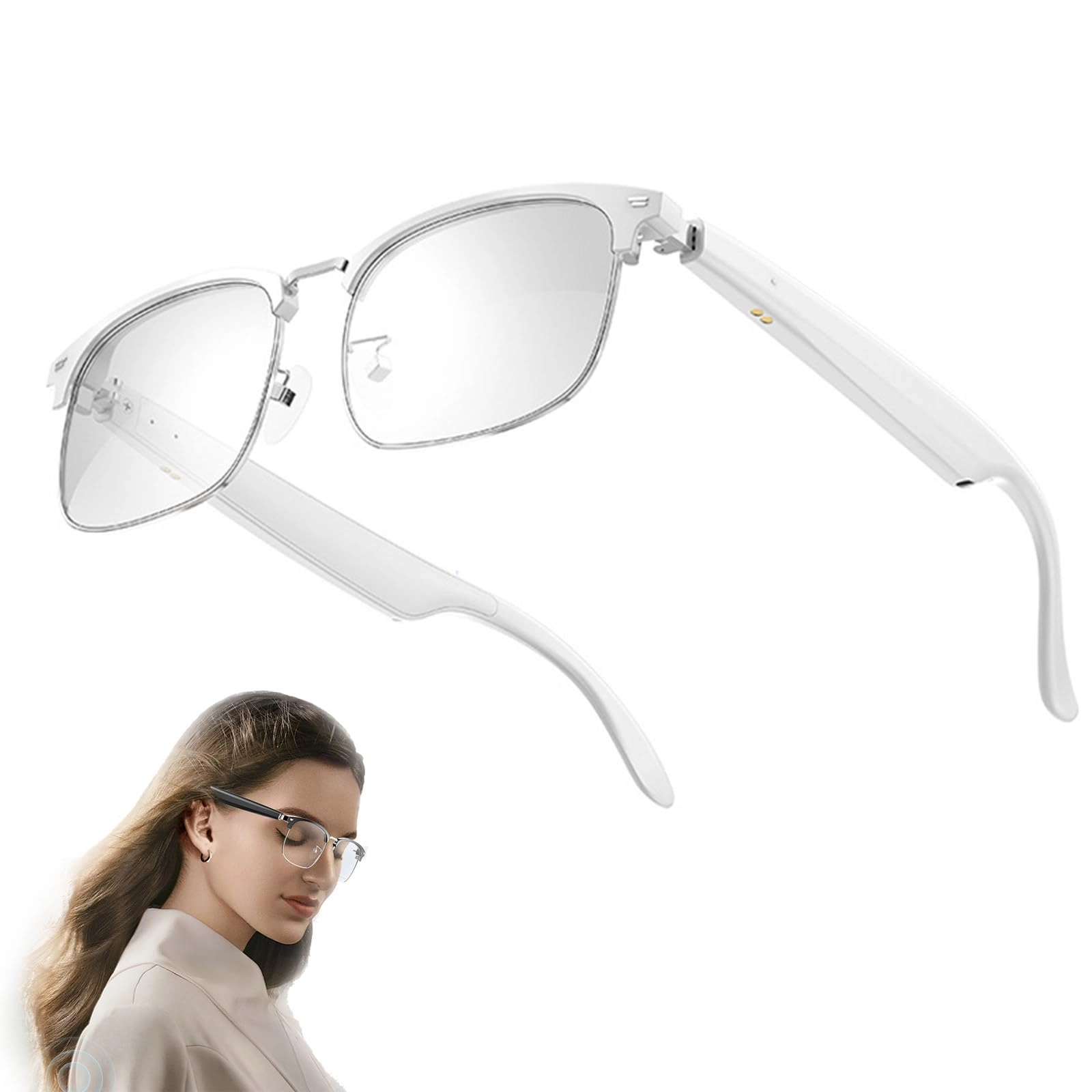 WhFKLca Bluetooth Smart Glasses - 144 Languages Bluetooth 5.3