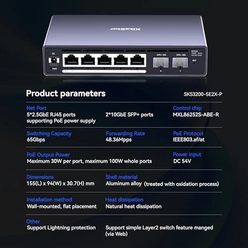 PoE 5x 2.5G|1x SFP+|WEB UI - 7-ports