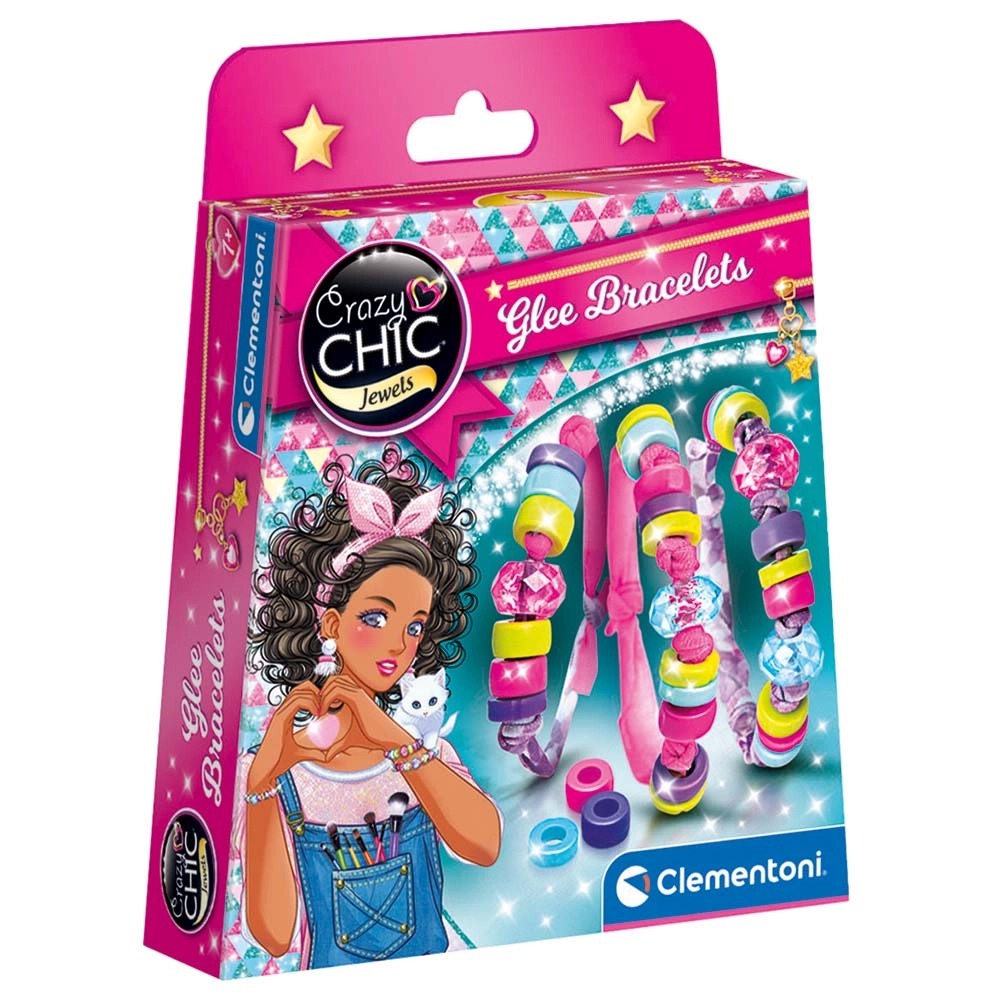 Clementoni Crazy Chic Message Beads Bracelet Kit - Pink Suitable for 6 Years & Above