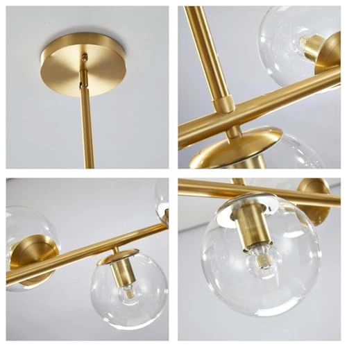 L1043-GC - 7 Light Gold Clear Sputnik