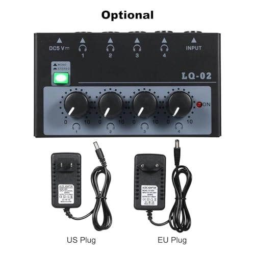 Headphone Amplifier Mixer - 4 Channels Mono/Stereo