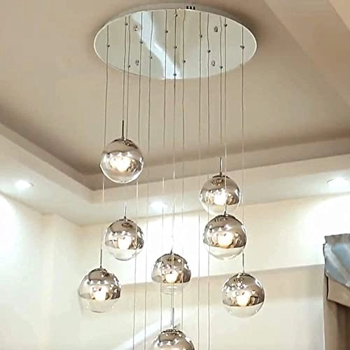 Long Chandelier - 10 lights Glass ball