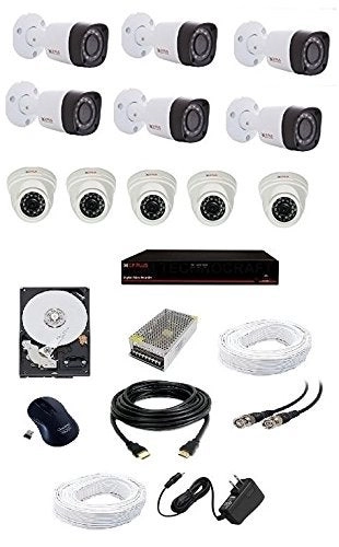 CP Plus CCTV Camera - 2.4 MP + HD DVR - 16 CH + Bullet Camera - 6 + Dome Camera - 5 + Hard Disk - 2 TB + Power Supply - (180 m)