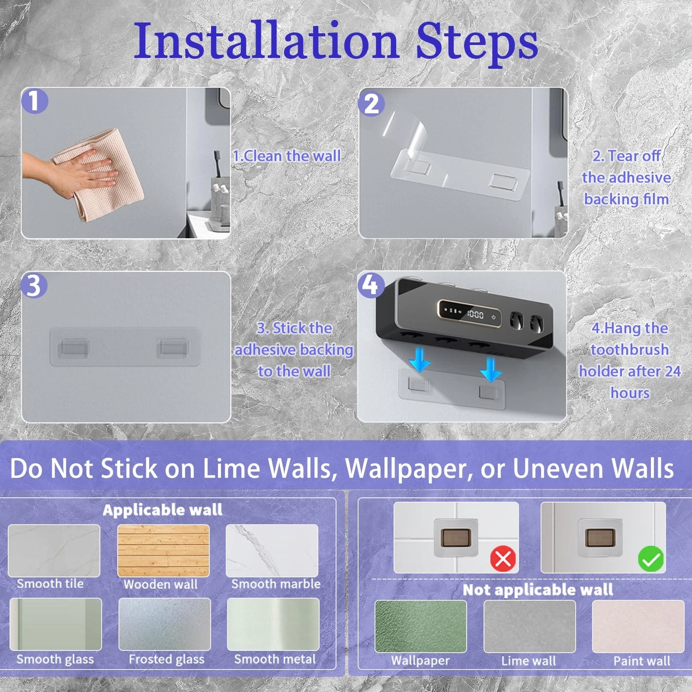 YSJ06 - wall-mounted 6 toothbrush slots