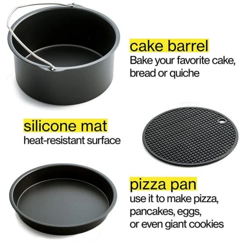 Cake Barrel + Pizza Pan + Metal Holder + Multi-Purpose Rack with Skewers + Silicone Mat
