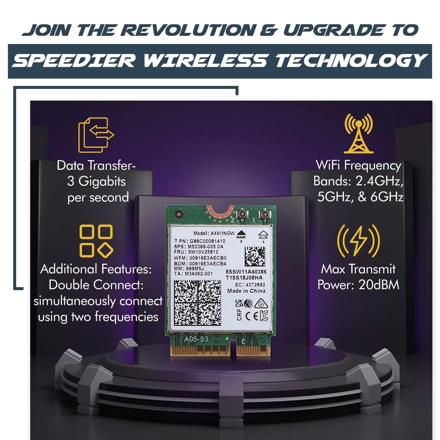 AX411 - Tri-Band Wi-Fi CNVio2 M.2 WiFi 6E