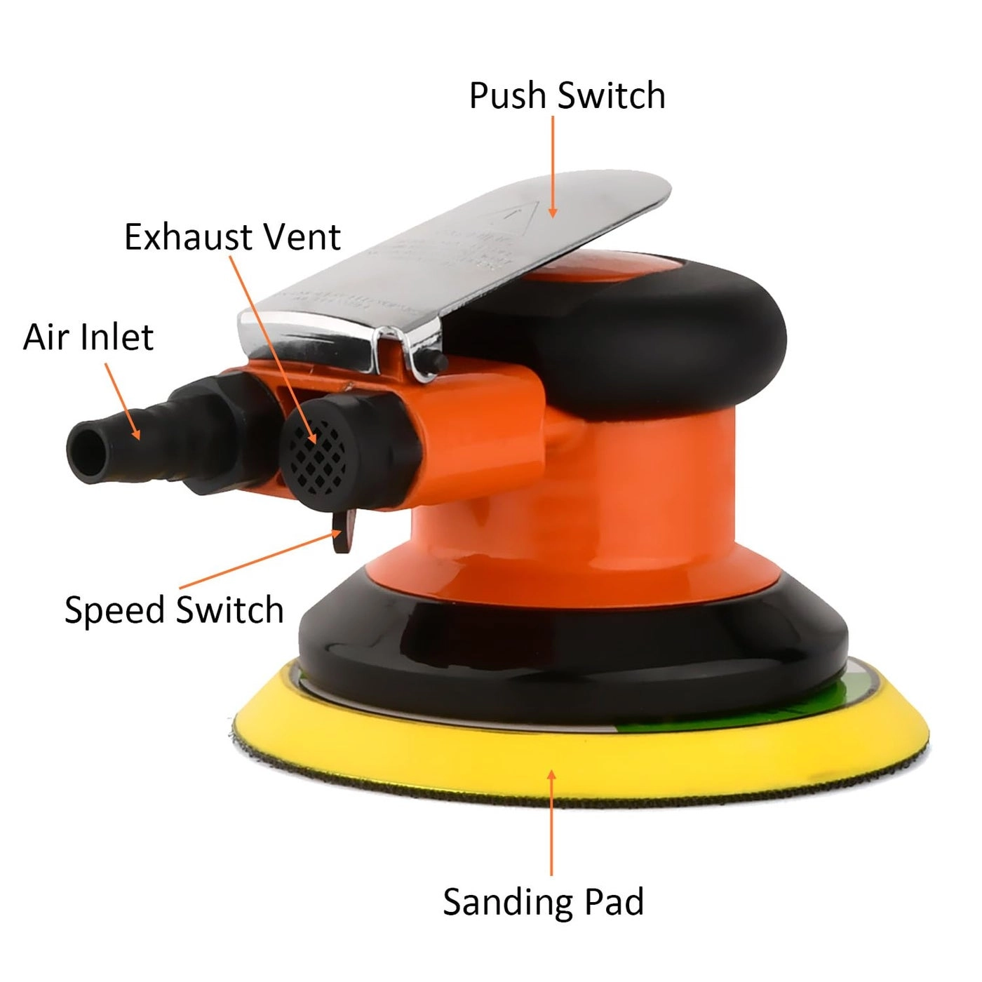 Pneumatic Air Random Orbital Sander - 6" Heavy Duty