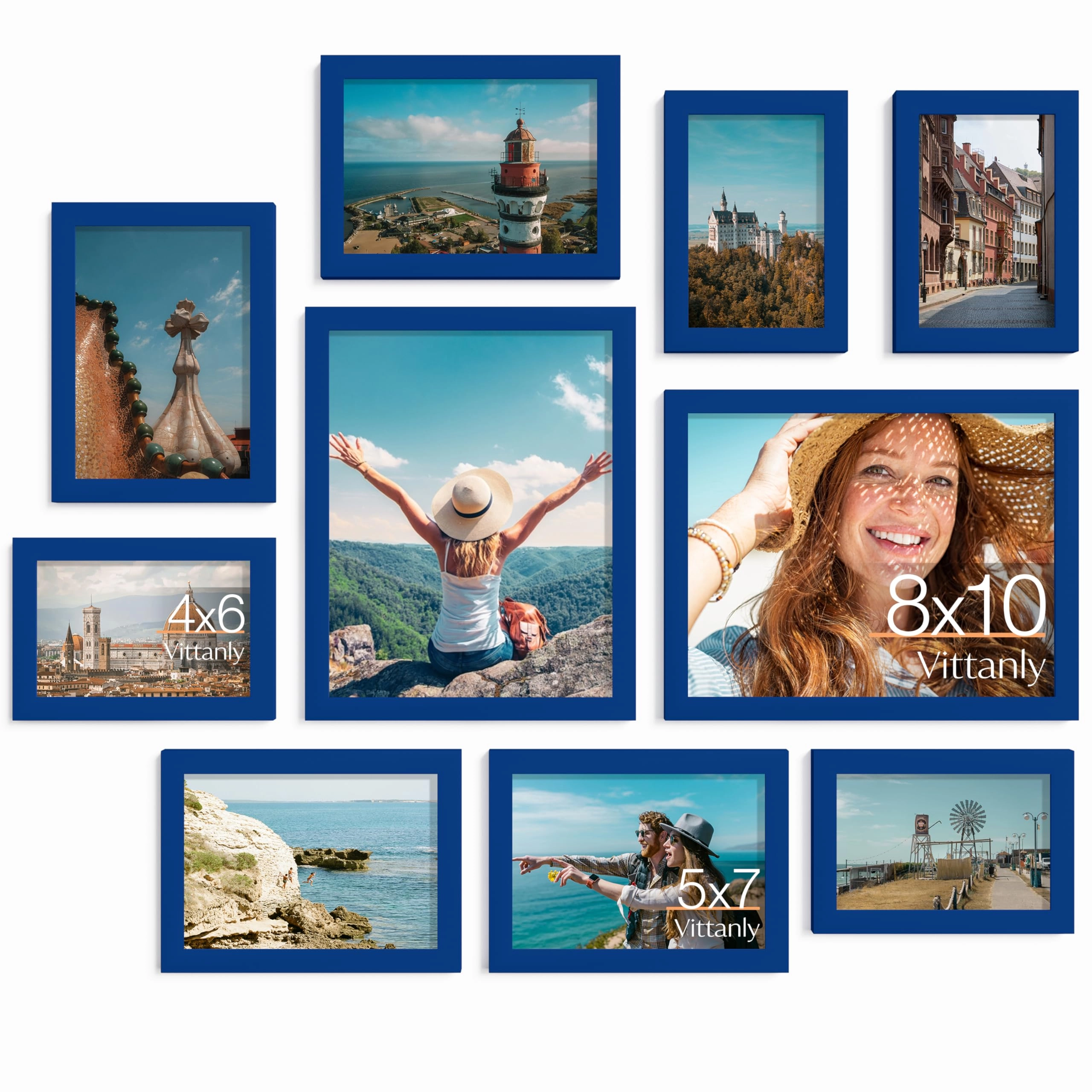 Picture Frames Set - 10 Pack Rustic Grey