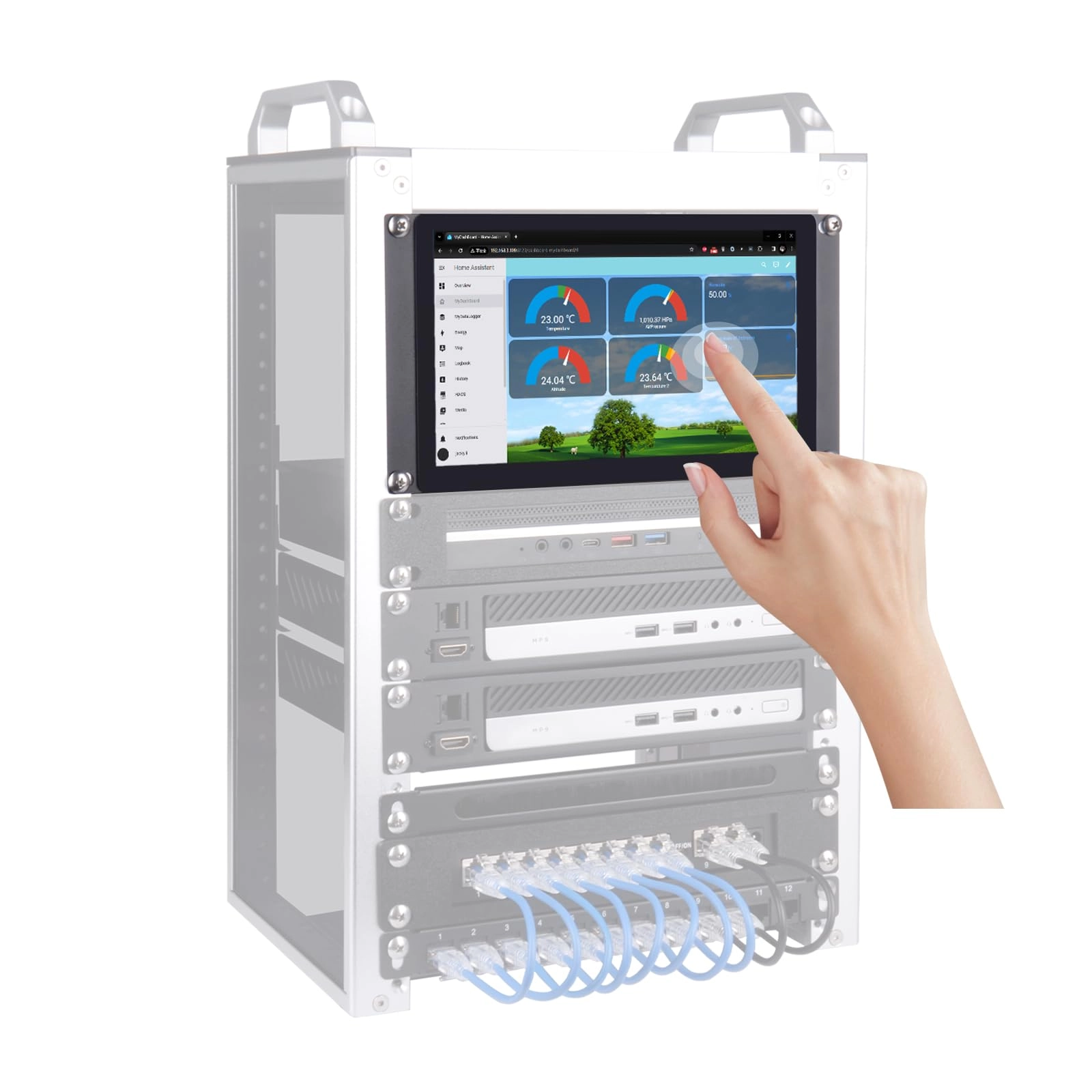 GeeekPi LCD Touch Screen 3U Rack Mount Monitor - DP-0100 9 Inches 1280x720