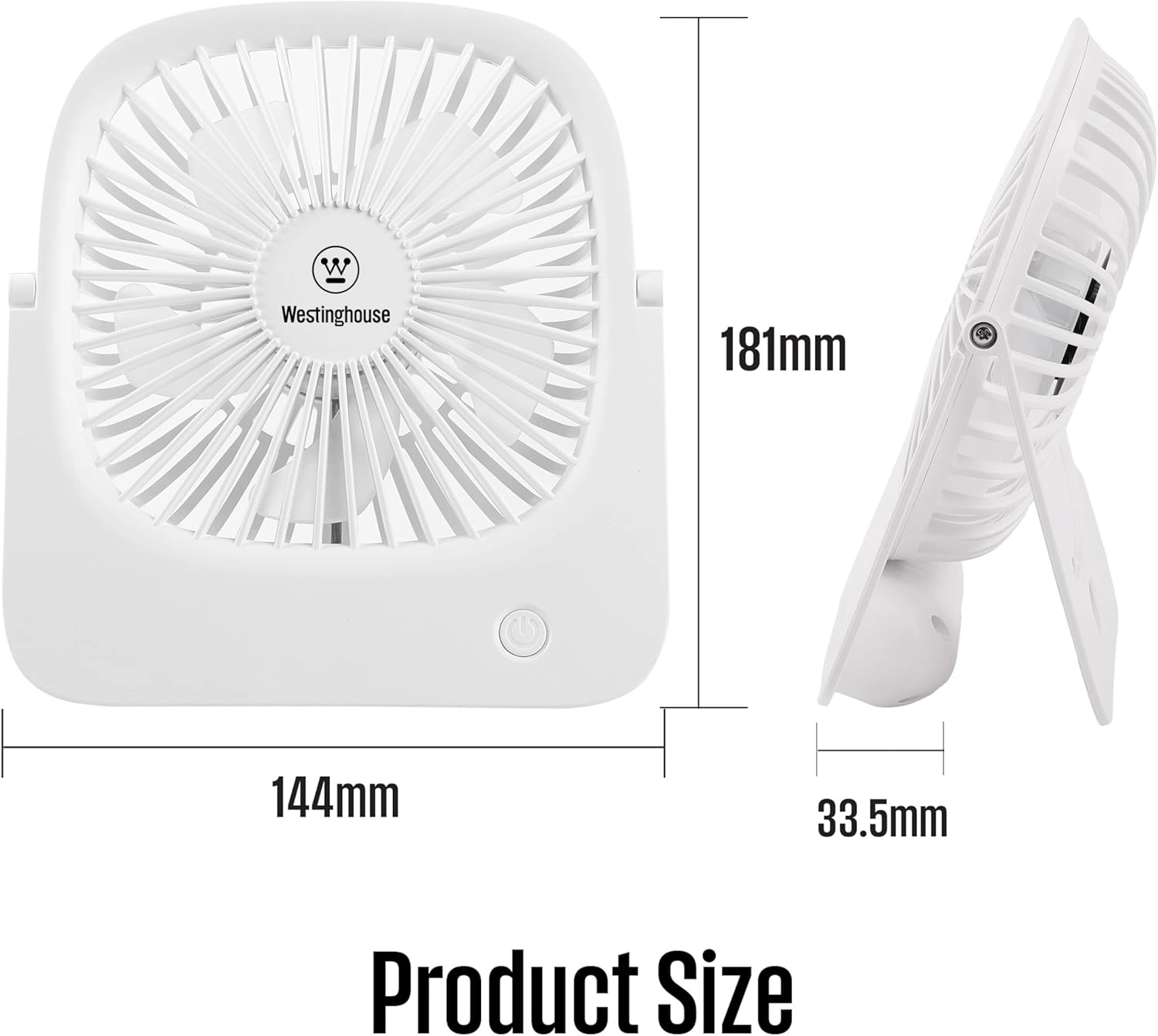 Rechargeable Desk Fan - LED Night Light 4-Speed USB