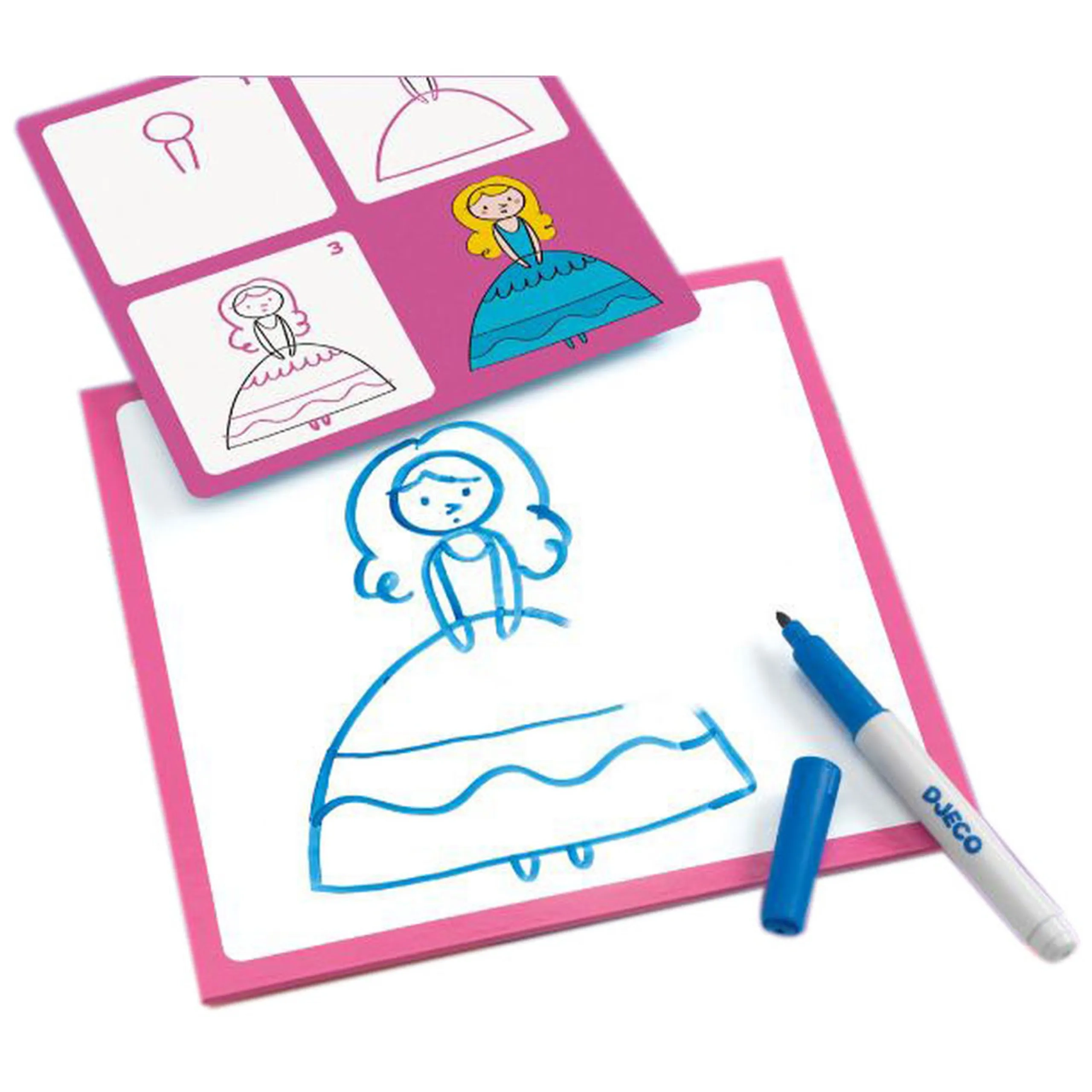 DJECO Step By Step Drawing - 24 model cards whiteboard dry-erase marker