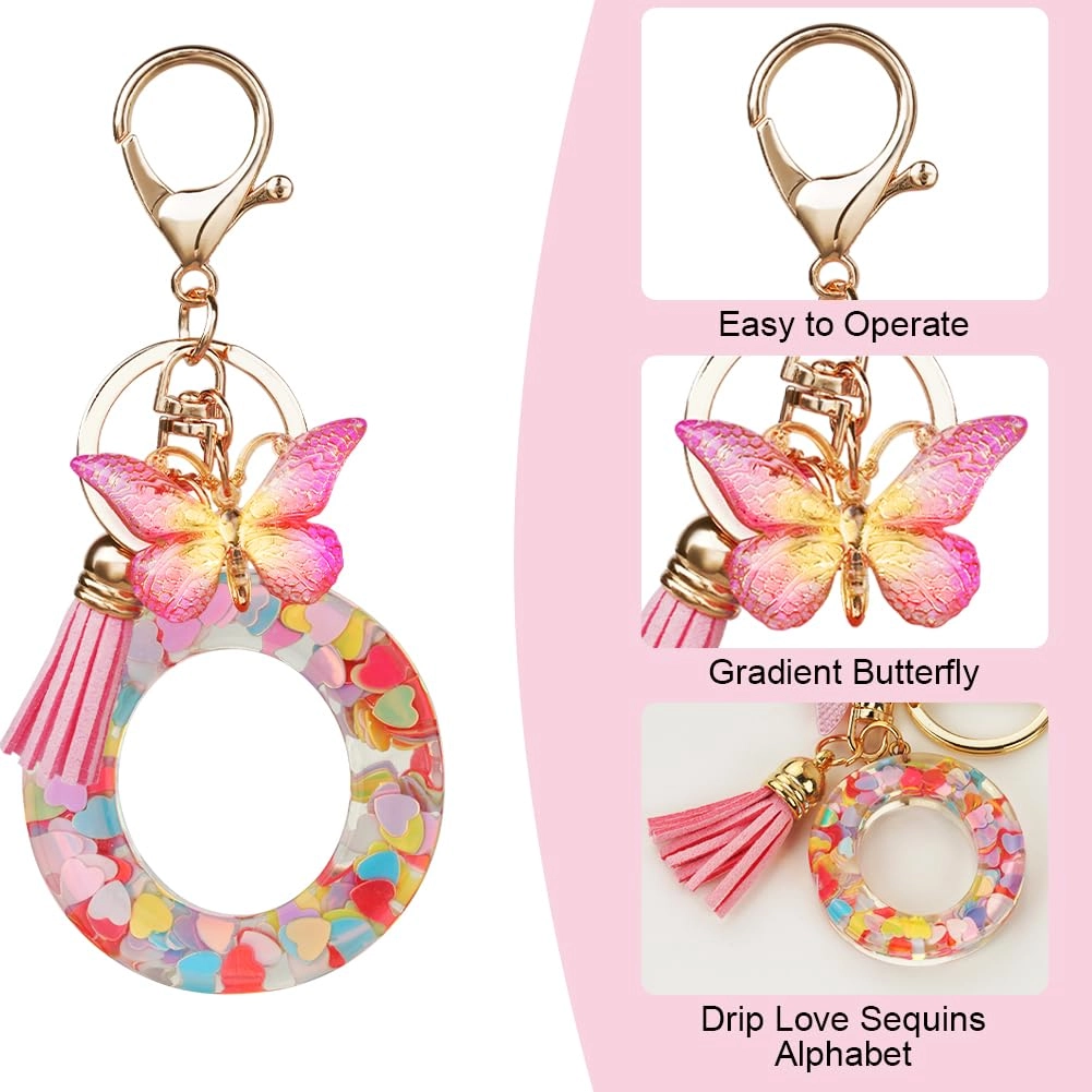 Initial Letter Keychain - Butterfly
