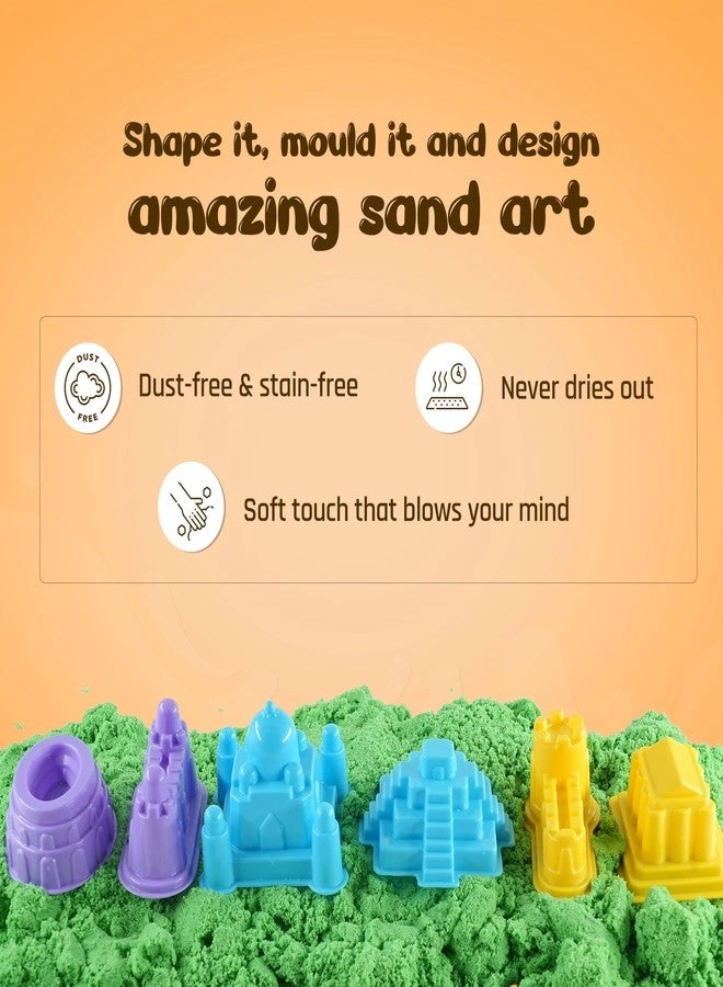 Kinetic Green Sand - with Moulds Non-Toxic 400 Gram