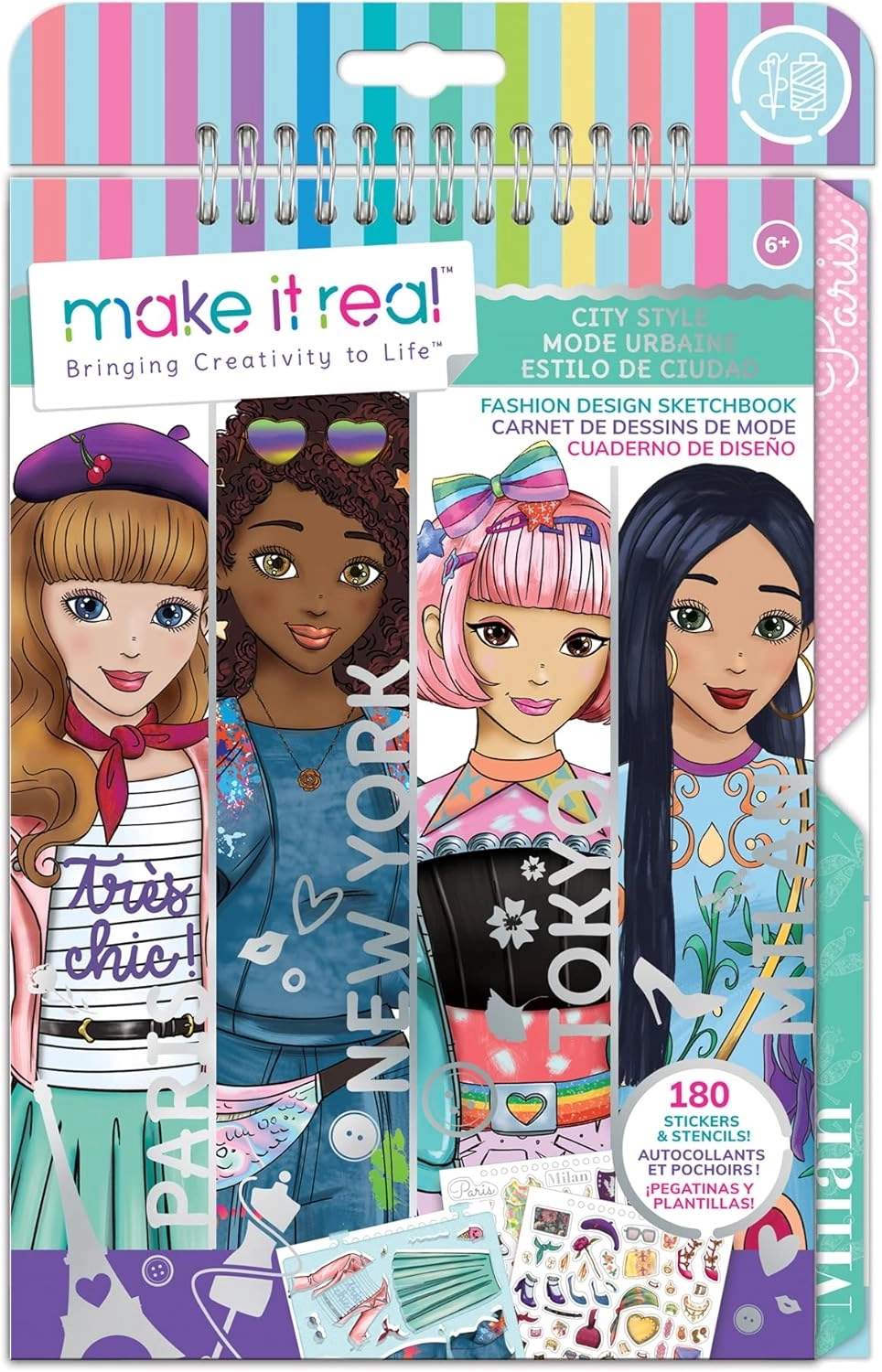 COLOR LAND CHILDRENS TOYS CENTER LLC Fashion Design Sketchbook - Stencils Stickers