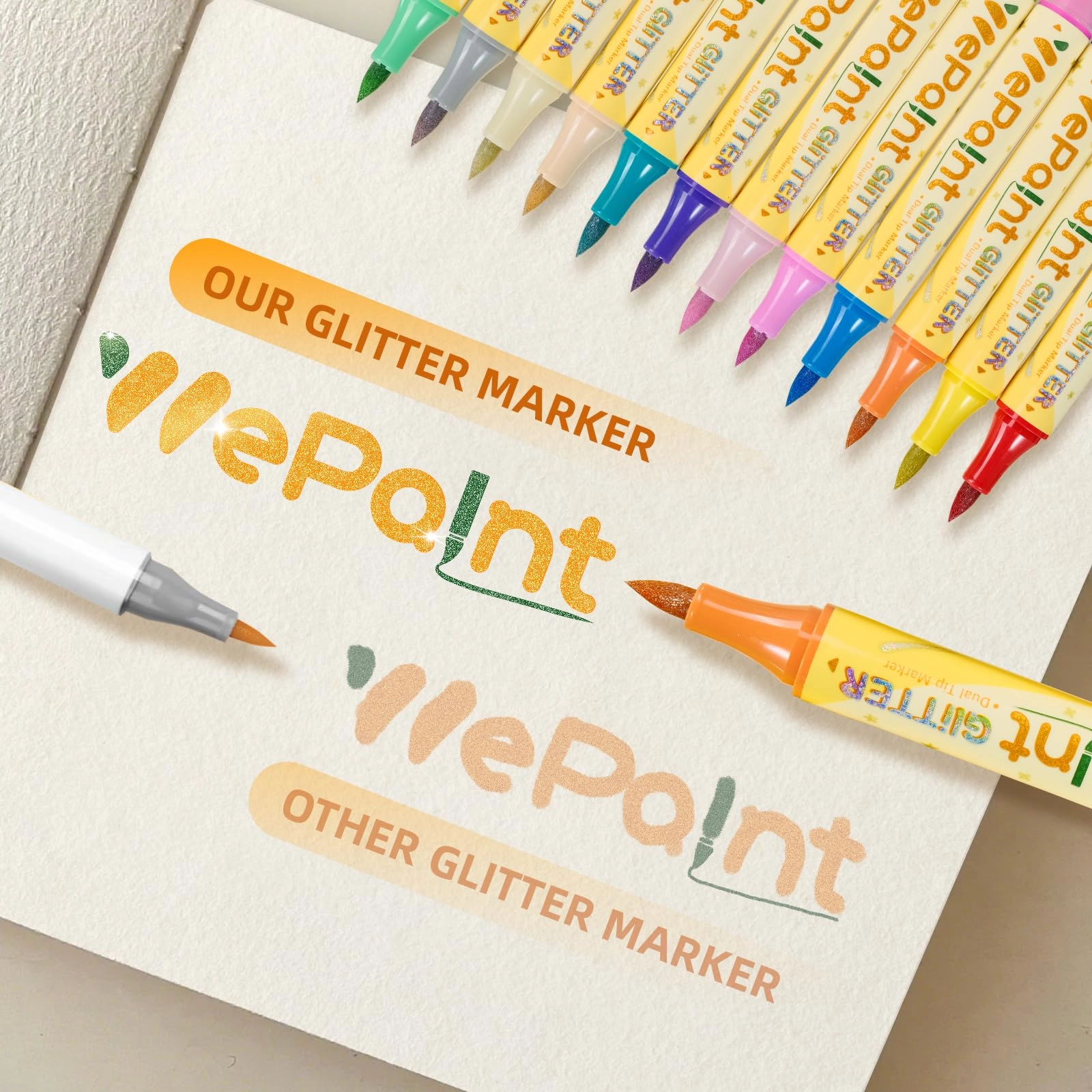 Glitter Markers - Multicolor Dual-tip Brush
