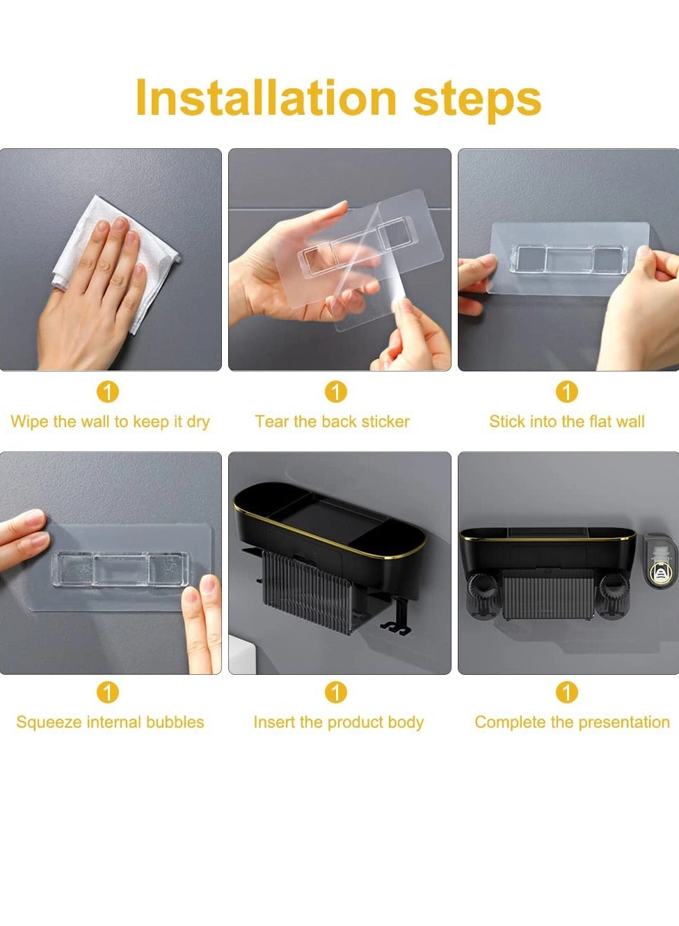 Toothbrush Holder - 4 Wall Mounted